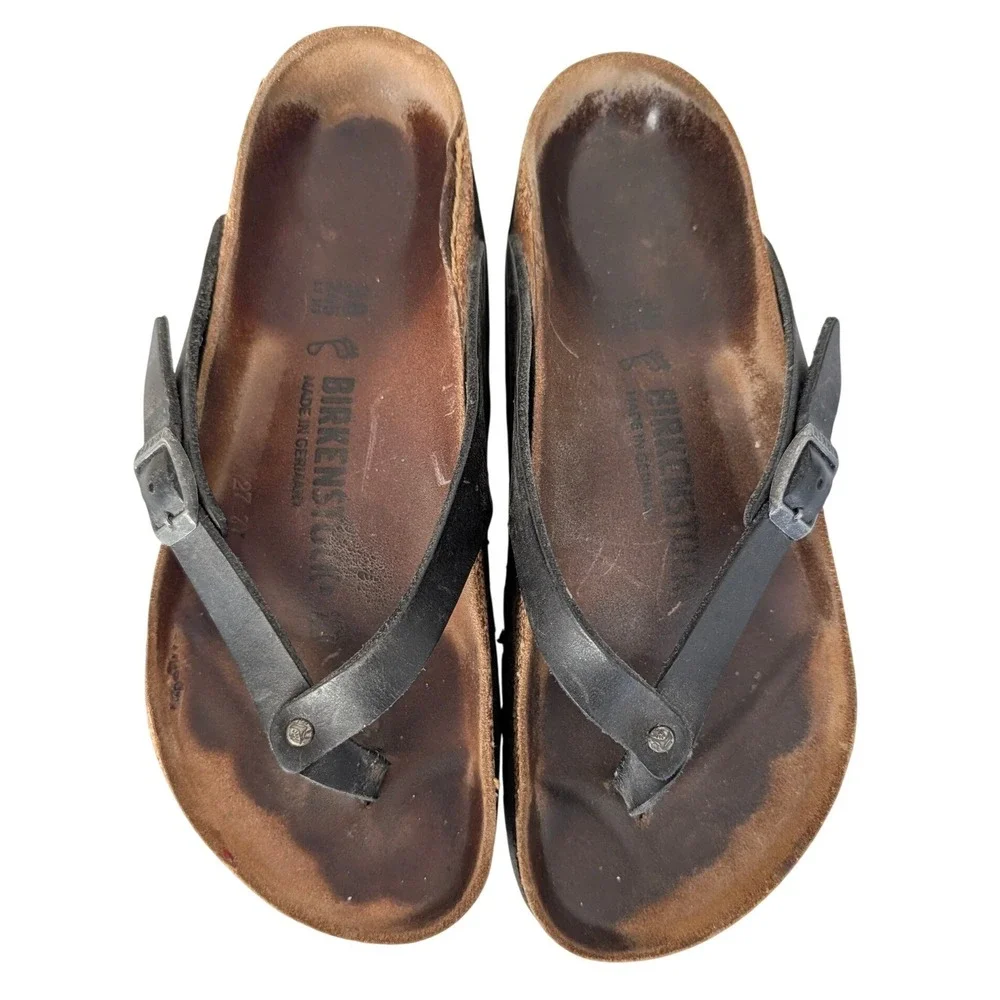Birkenstock Mayari Brown Leather Cork Footbed Toe Loop Sandal 7/38 Women Germany